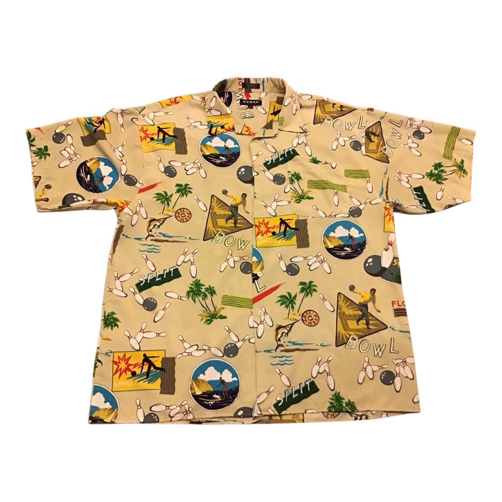 Vintage Tropical Florida Bowling Button Shirt